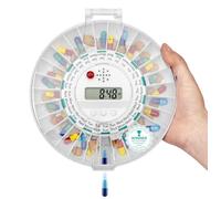 TabTime Automatic Pill Dispenser - 6 Daily Alarms, Clear Locking Lid