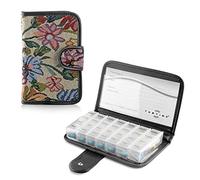 Tabtime Tapestry Pill/Tablet Wallet, Weekly 7 Day Travel Pill Organiser Case with 28 Compartments