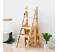 Taburete Escalera Madera Taburete Plegable Madera Maciza 4 sillas Escalera escalón Taburete for el hogar Silla Stepla portátil
