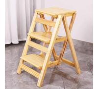 Taburete Escalera Plegable 3 escalones Madera Multifuncal para el hogar la Oficina la Cocina la Biblioteca Seguridad Anslizante Natural.