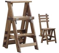 Taburete Madera Taburete Escalera Silla Plegable Madera Maciza Escalera multifunciónSilla Escalera con 3 escalones para el hogar