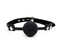 Tabuy PU Leather Paly Buckle Belt Silicon Mouth Ball Open Breathable Mouth Gag For Men Woman - black - One Size