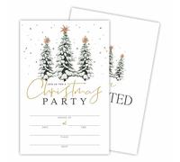 Tabyon Christmas Party Invitation Cards - Snowy Pine & Star - 20 Invitations & Envelopes, Invites For Christmas Party, Holiday Dinner, Festive Season Party Favor & Decorations - A05