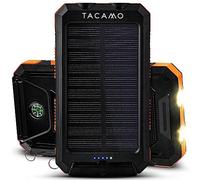 TACAMO IP67 10000 mAh Solar Power Bank - TSA Compliant Portable Phone Charger for iPhone, Android, and USB Rechargeable Personal Electronics, with Integrated Dual-LED Waterproof Emergency Flashlight.…