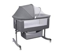Tacarlha 2-in-1 Adjustable Baby Crib with Wheels - Convertible Bassinet & Rocking Cradle, Removable Sunshade Mosquito Net, Storage Basket, Anti-Choke Tilt Mode, Safe for Newborns Gray