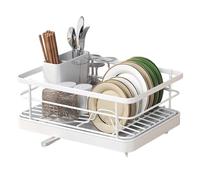 Tacarlha Dish Drying Rack,Dish Drying Rack- Space-Saving Dish Rack,Dish Racks for Kitchen Counter,Stable Auto-Drain Easy to Install Space-Saving Kitchen Counter Dish Rack with Cutlery Holder White