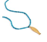 TACBSP Blue Beaded Fish Necklace for Women Beach Blue Crystal Adjustable Sardine Pendant Necklaces Boho Gold Fish Choker Necklace Summer Ocean Jewelry Gift for Women, L, Copper, No Gemstone