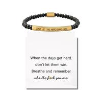 TACBSP Dont Let The Hard Days Win Bracelet for Women Adjustable Christ Inspire Bracelet Stainless Steel Gold Beaded Stretch Bracelet Inspirational Jewelry Gift, L, Stainless Steel, no gemstone