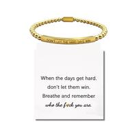 TACBSP Dont Let The Hard Days Win Bracelet for Women Adjustable Christ Inspire Bracelet Stainless Steel Gold Beaded Stretch Bracelet Inspirational Jewelry Gift, L, Stainless Steel, no gemstone
