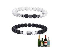 TACBSP Glame Anti Alcohol Bracelet for Men Women Stop Drinking Alcohol Manifestation Hematite Adjustable Bracelet Set for Men Women Anxiety Stress Relief Gifts, L, Alloy, no gemstone