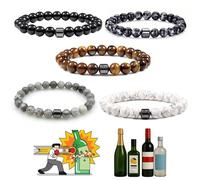 TACBSP Glame Anti Alcohol Bracelet for Men Women Stop Drinking Alcohol Manifestation Hematite Adjustable Bracelet Set for Men Women Anxiety Stress Relief Gifts, L, Alloy, no gemstone
