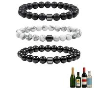 TACBSP Glame Anti Alcohol Bracelet for Men Women Stop Drinking Alcohol Manifestation Hematite Adjustable Bracelet Set for Men Women Anxiety Stress Relief Gifts, L, Alloy, no gemstone