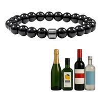 TACBSP Glame Anti Alcohol Bracelet for Men Women Stop Drinking Alcohol Manifestation Hematite Adjustable Bracelet Set for Men Women Anxiety Stress Relief Gifts, L, Alloy, no gemstone