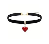 TACBSP Gothic Black Velvet Choker Necklace for Women Red Heart Pendant Necklace Adjustable Velvet Choker Soft Collar Chain Necklaces Halloween Jewelry Gift, L, Metal, No Gemstone