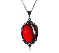 TACBSP Gothic Crystal Cameo Necklace for Women Blood Red Violet Stardust Crystal Pendant Necklace Vintage Goth Purple Teardrop Necklace Halloween Jewelry for Women, Zinc, No Gemstone