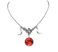 TACBSP Gothic Evil Eye Heart Necklace for Women Vintage Blood Moon Crescent Necklace Red Crystal Statement Pendant Necklace Halloween Jewelry Gifts, L, Metal, No Gemstone