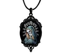 TACBSP Gothic Skull Glass Necklace for Women Colorful Bat Skull Witch Glass Pendant Necklace Vintage Victoria Dark Punk Style Necklace Halloween Mystic Witch Jewelry Accessories for Women, L, Metal