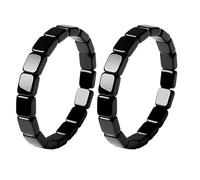 TACBSP Hemios Hematite Bracelet for Men Natural Stone Hematite Bracelet Black Stretch Beaded Bracelet Reclaim Your Confidence Male Energy Inspirational Jewelry Gifts, L, Alloy, no gemstone