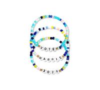 TACBSP Kamala Harris 2024 Bracelets President Vote Campaign Bracelet Merch Kamala Harris Merchandise Beads Stretch Bracelet for Women Men, Adjustable, no gemstone