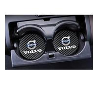 TACCTS 2PCS Car Cup Coaster, For Volvo V40 V50 V60 V70 V90 XC40 XC60 XC70 XC90, Silicone, Round, Black, Non-Slip, Dust-Proof, Waterproof