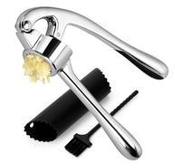 TACGEA Kitchen Garlic Press Set, Rust Proof Garlic Mincer Tool with Silicone Garlic Peeler and Brush