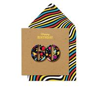 Tache 60th Birthday Retro Age Milestone Handmade FSC® Certified Greeting Card with Striped Envelope. Milestone Age 60th Birthday Card For Men Or Women. Happy Birthday Card For Friends & Family!