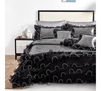Tache Home Fashion Elegant Sequin Ruffle Warm Luxury Comforter Bedding Set, Polyester, Night Out, Queen