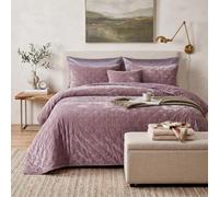 Tache Velvet Quilt Set Queen Size Luxurious Velveteen Velour Super Soft Plush Warm Cozy Diamond Tufted Polka Dot Quilted Coverlet Light Purple Mauve Bedspread Set, Queen