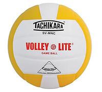 Tachikara SV-MNC Volley-Lite volleyball with Sensi-Tech cover, regulation size but lighter (gold/white)