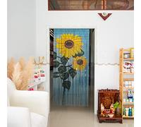 TACHILC Flower Bamboo Beaded Curtain, Hanging Curtain for Doorway, Bamboo Door Beads Curtain, 35.5" x 78", 90 Strands