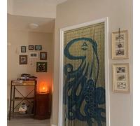 TACHILC Octopus Bamboo Bead Door Curtain, Beaded Doorway Curtain, Bamboo Curtain for Door Decoration, Size 36 x 78 inches