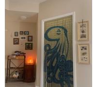 TACHILC Octopus Bamboo Bead Door Curtain, Beaded Doorway Curtain, Bamboo Curtain for Door Decoration, Size 36 x 78 inches