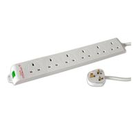 6 Way Surge Protection Mains Extension Lead 2M, white