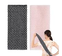 Tacitmeet 2 Pcs Japanese Exfoliating Towel, Extra Long Exfoliating Washcloth, Exfoliating Antibacterial Shower Towel for Men Women (Black+Pink)