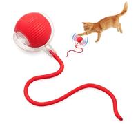 Tacitmeet Interactive Cat Ball Toy, 360° Smart Active Rolling Ball with Tail for Cats,USB Rechargeable Self-Moving Cat Ball, Automatic Cat Toy for Indoor pet, Active Play and Chase(Red)