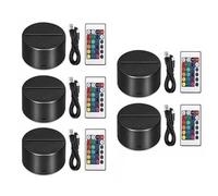 Tacitus 5pcs LED 3D Lamp Base, 7 Colors Acrylic USB Night Light Remote Holder Plate Panel Cable, Bedroom Decoration Best Creative Birthday Gift for Kid and Friend