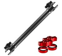 Tackform 12" Long 20mm Ball and Socket Arm DuraLock 20 Series Aluminum Tube Arm | Dual 20mm Sockets and Optional Anti-Theft Knobs | Black with Red Billet Accent Kit