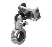 Tackform Chrome Motorcycle All Metal Phone Mount - Vibration Dampening 20MAXX Spring Cradle | Universal Clamp Fits 7/8" to 1-1/4" Handlebars | Compatible with iPhones, Galaxy, More | Short Reach Arm