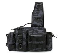 Tackle Bag Men Fishing Tackle Bag Single Shoulder Crossbody Bags Waist Pack Fish Lures Gear Utility Storage Fishing Box Chest Bag(Black A)