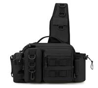 Tackle Bag Men Fishing Tackle Bag Single Shoulder Crossbody Bags Waist Pack Fish Lures Gear Utility Storage Fishing Box Chest Bag(Black)