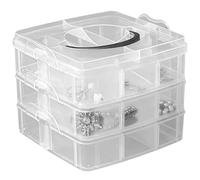 Tackle Box Organizer, 3-Tier Transparent Stackable Bead Organizer Adjustable Compartment Slot Plastic Box with Dividers Snap-Lock Tray Container for Washi Tape, Toy Ornament Storage