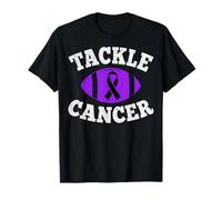 Tackle Cancer Pancreatic Awareness Purple Ribbon Football T-Shirt