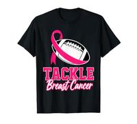 Tackle Football Retro Pink Ribbon Breast Cancer Awareness Value Graphic T-Shirt
