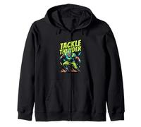 Tackle Thunder Football Player Power Action Design Zip Hoodie