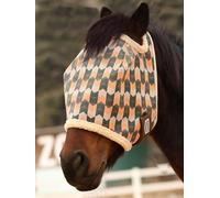 Tackmore Printed Mesh Horse Fly Mask with Fleece Padding - Breathable Anti-Rub Design, UV Protection, Adjustable Fit for Turnout & Pasture-Dark Green Waves L