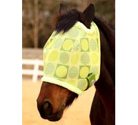 Tackmore Printed Mesh Horse Fly Mask with Fleece Padding - Breathable Anti-Rub Design, UV Protection, Adjustable Fit for Turnout & Pasture-Grass Green Circles S
