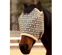 Tackmore Printed Mesh Horse Fly Mask with Fleece Padding - Breathable Anti-Rub Design, UV Protection, Adjustable Fit for Turnout & Pasture-Dark Green Print XL