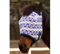 Tackmore Printed Mesh Horse Fly Mask with Fleece Padding - Breathable Anti-Rub Design, UV Protection, Adjustable Fit for Turnout & Pasture-Purple Waves S