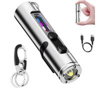 Taclite Mini - The Ultimate Everyday Micro Tool, Rechargeable LED Magnetic Super Bright Tactical Flashlight, High Lumens with 3 Brightness, Waterproof, with Hat Clip, for Camping&Hiking (Silver)