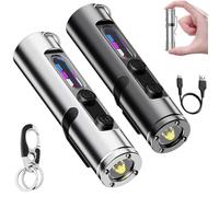 Taclite Mini - The Ultimate Everyday Micro Tool, Rechargeable LED Magnetic Super Bright Tactical Flashlight, High Lumens with 3 Brightness, Waterproof, with Hat Clip, for Camping&Hiking (Black+Silver)